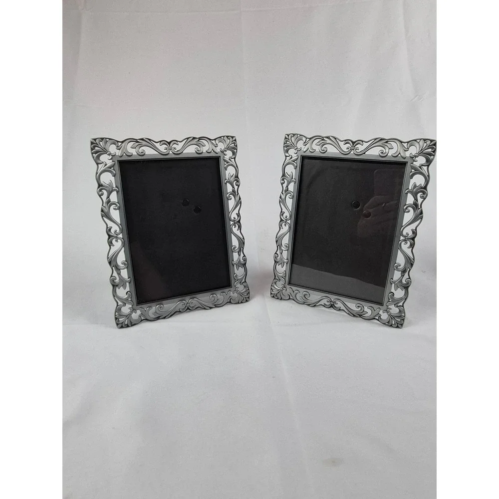 Malden Set Of 2 Silver Pewter Tone Cast Metal Fleur De Lis 5x7 Picture Frames